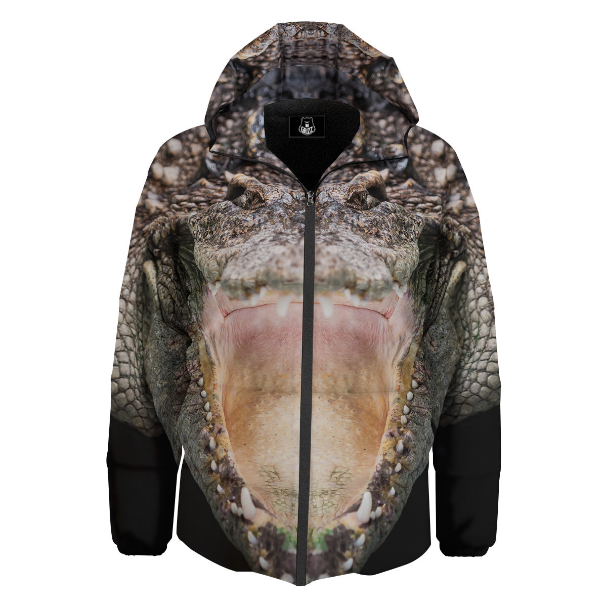 Portrait Crocodile Print Down Jacket-grizzshop
