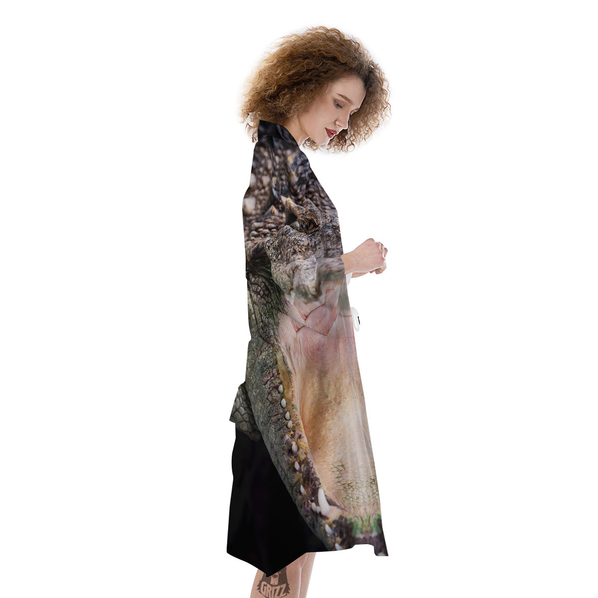 Portrait Crocodile Print Kimono-grizzshop