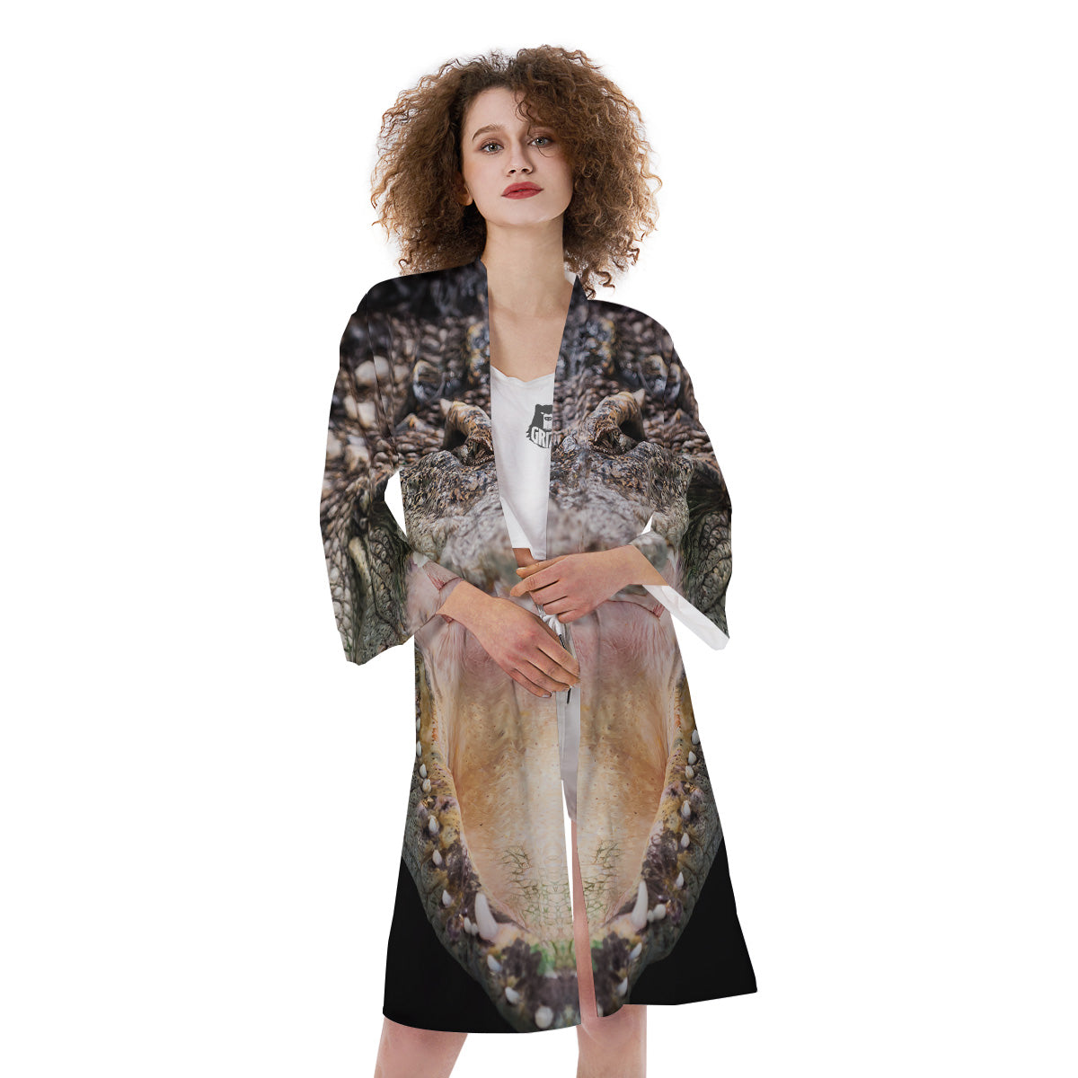 Portrait Crocodile Print Kimono-grizzshop