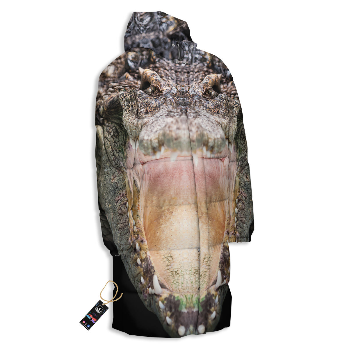 Portrait Crocodile Print Long Down Jacket-grizzshop
