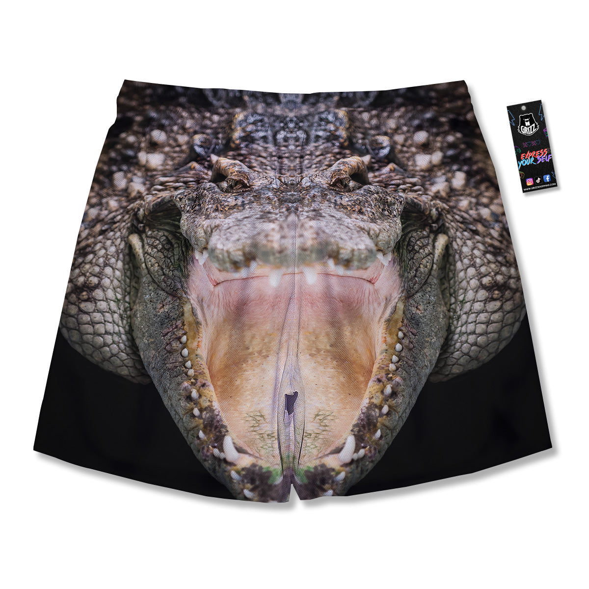 Portrait Crocodile Print Men's Running Shorts-grizzshop