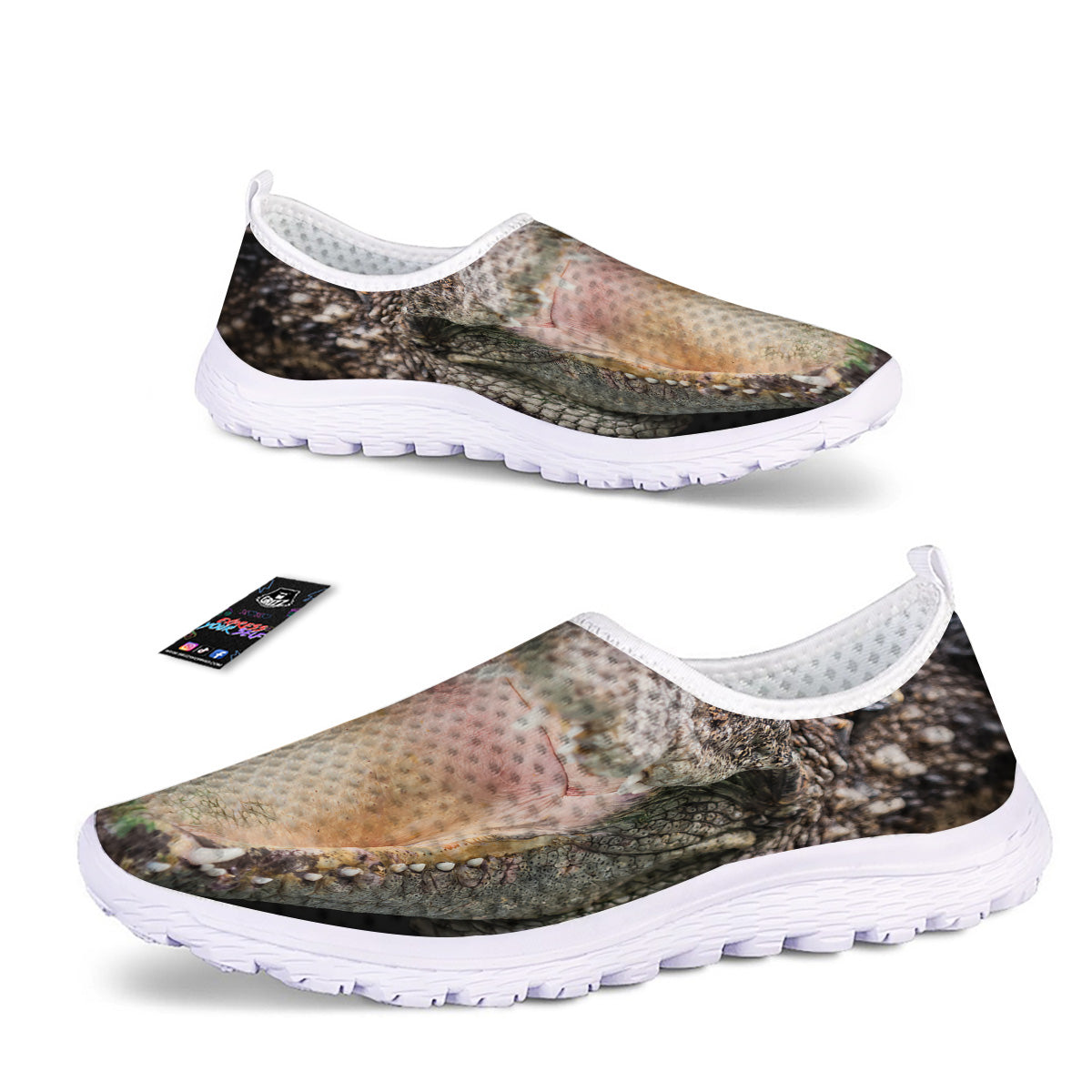 Portrait Crocodile Print Nurse Shoes-grizzshop