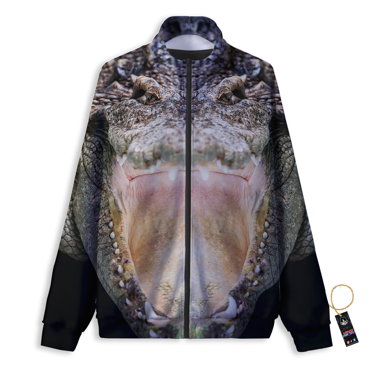 Portrait Crocodile Print Track Jacket-grizzshop