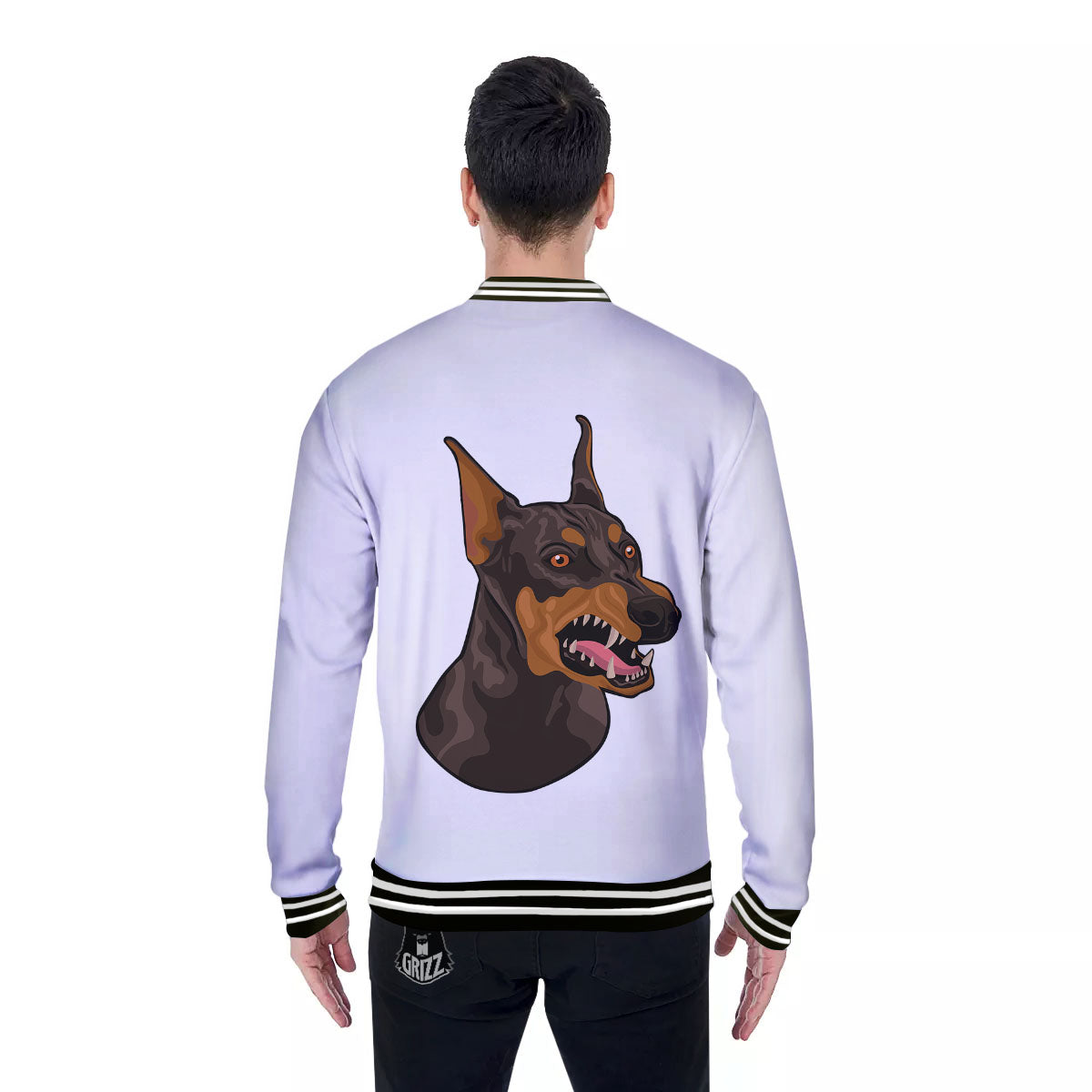 Portrait Dobermann Print Baseball Jacket-grizzshop