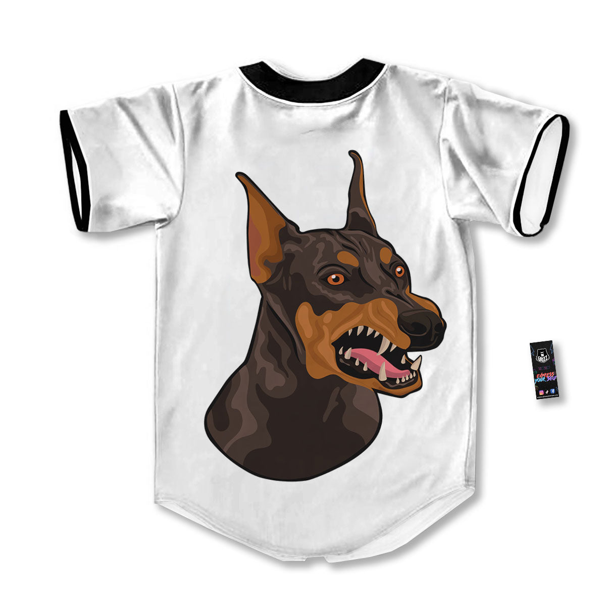 Portrait Dobermann Print Baseball Jersey-grizzshop