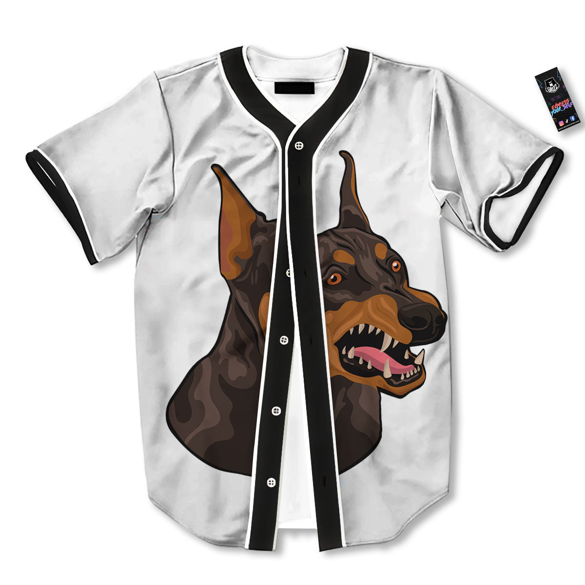 Portrait Dobermann Print Baseball Jersey-grizzshop