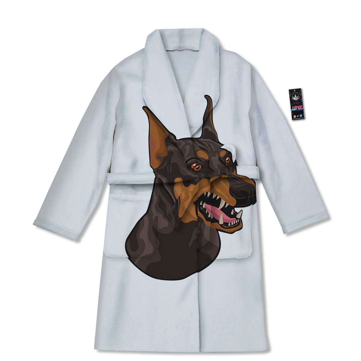 Portrait Dobermann Print Bathrobe-grizzshop