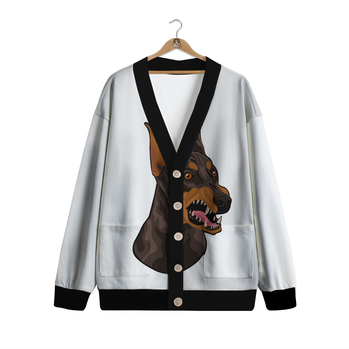 Portrait Dobermann Print Cardigan-grizzshop