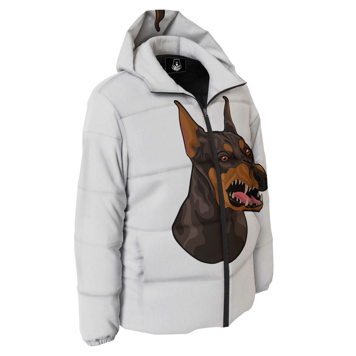 Portrait Dobermann Print Down Jacket-grizzshop