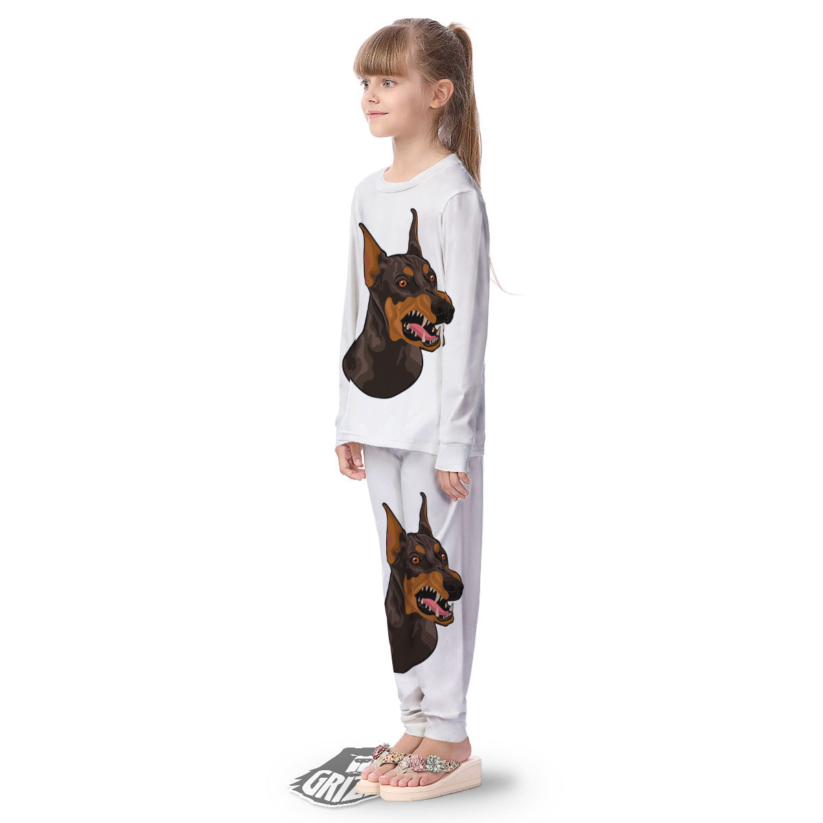 Portrait Dobermann Print Kid's Pajamas-grizzshop