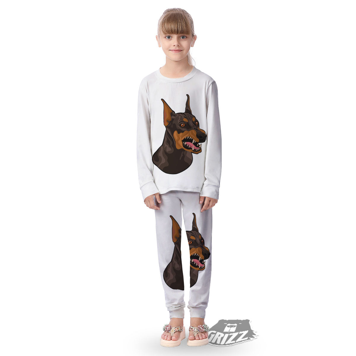Portrait Dobermann Print Kid's Pajamas-grizzshop