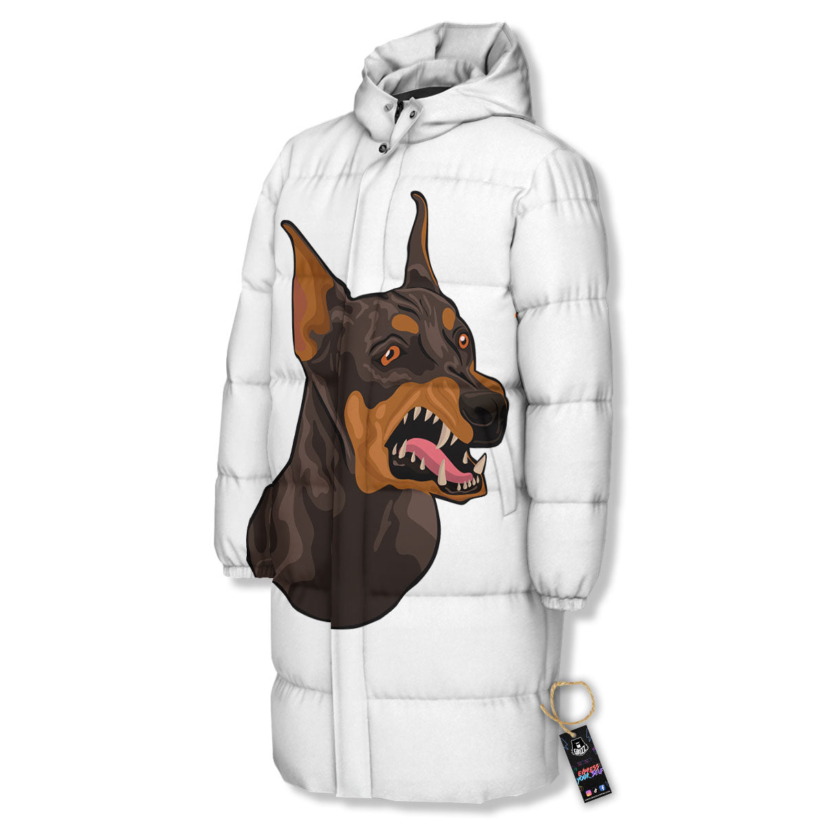 Portrait Dobermann Print Long Down Jacket-grizzshop