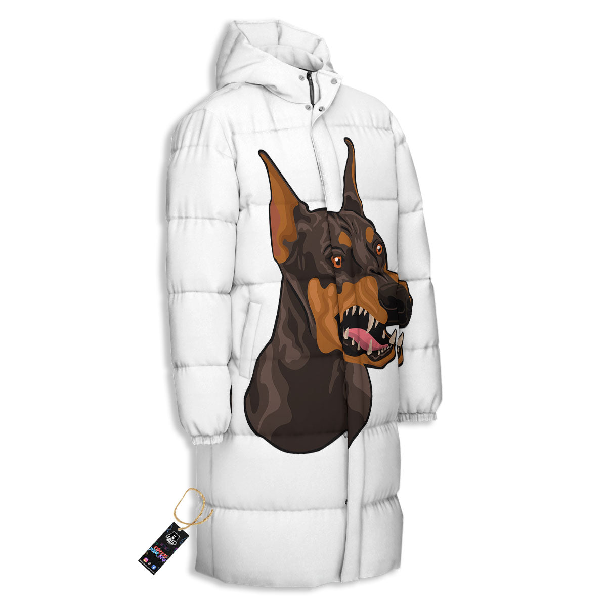 Portrait Dobermann Print Long Down Jacket-grizzshop