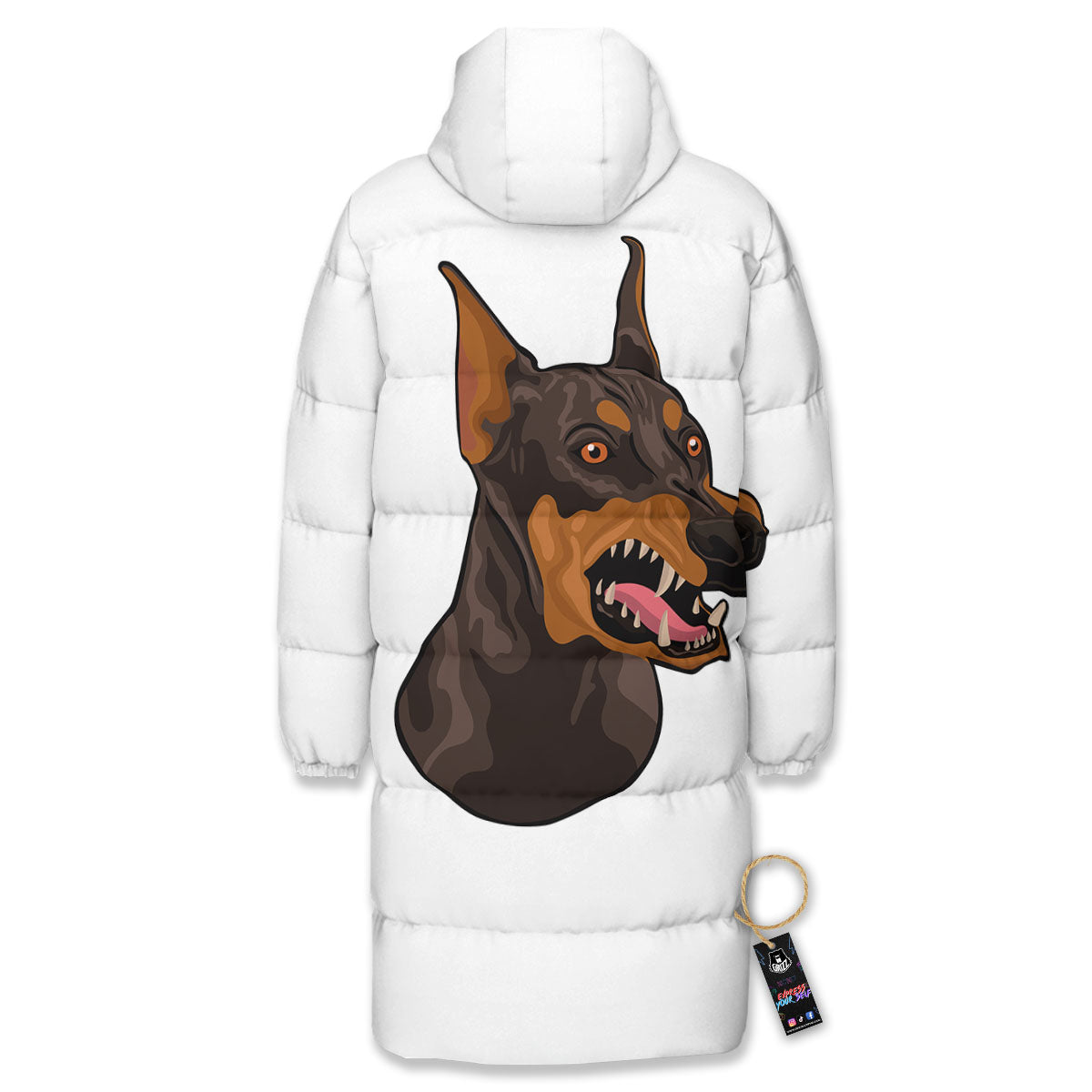 Portrait Dobermann Print Long Down Jacket-grizzshop