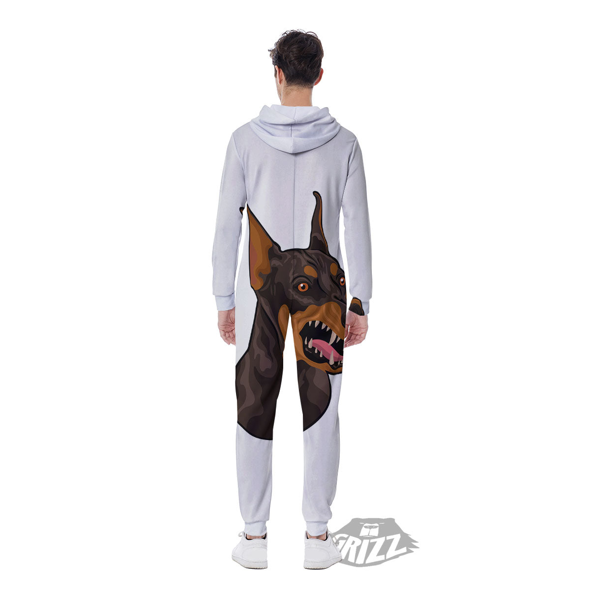 Portrait Dobermann Print Men's Jumpsuit-grizzshop