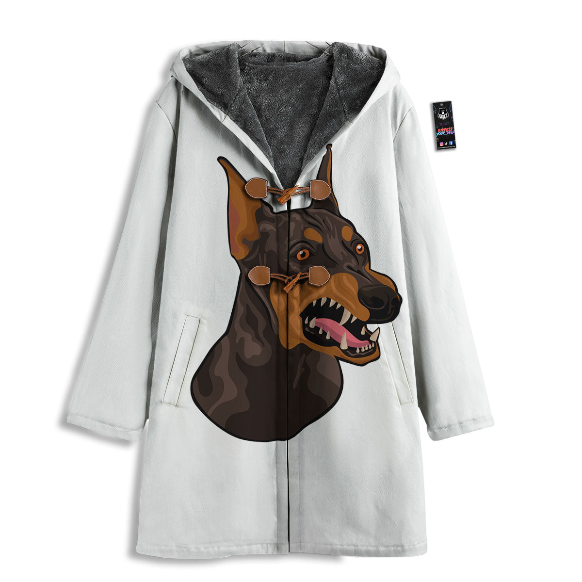 Portrait Dobermann Print Men's Windbreaker Jacket-grizzshop
