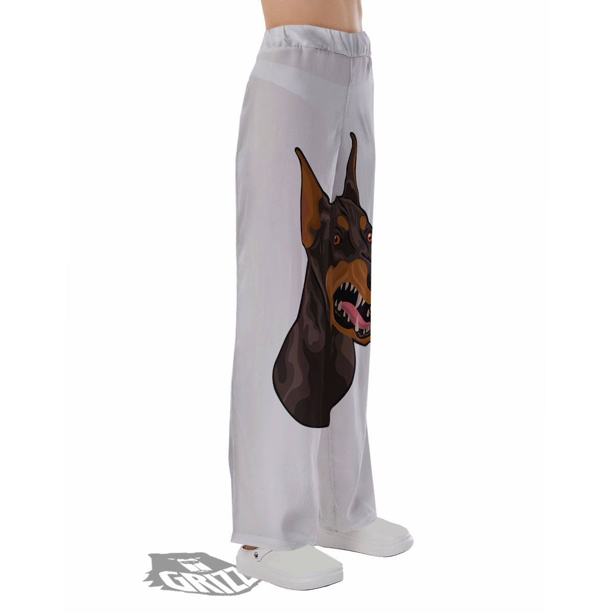 Portrait Dobermann Print Pajama Pants-grizzshop