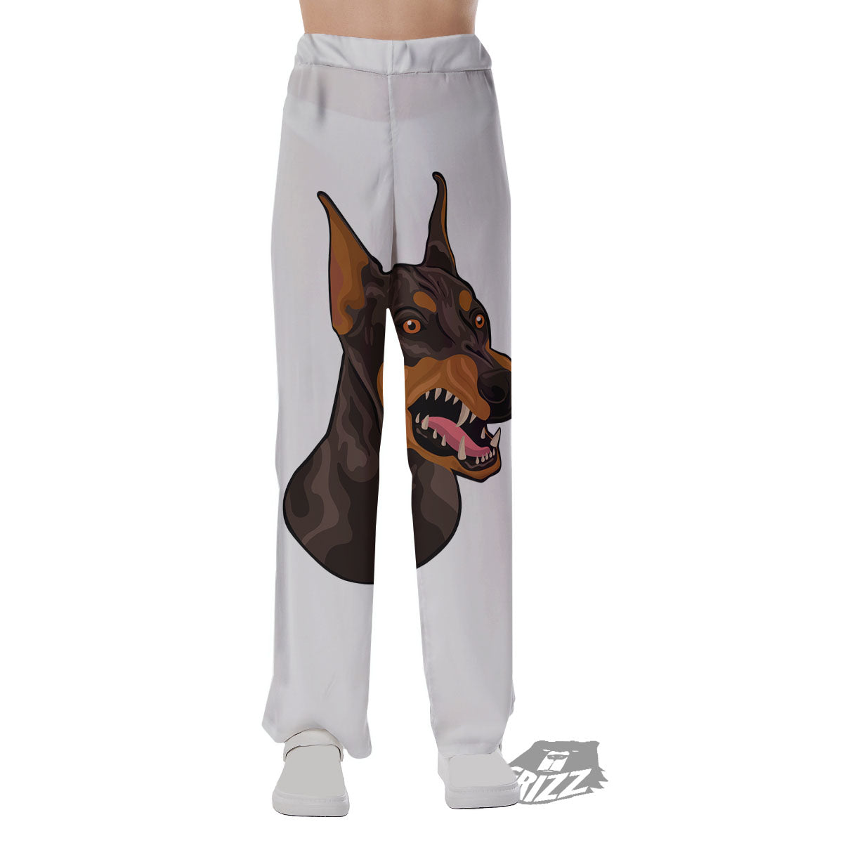 Portrait Dobermann Print Pajama Pants-grizzshop