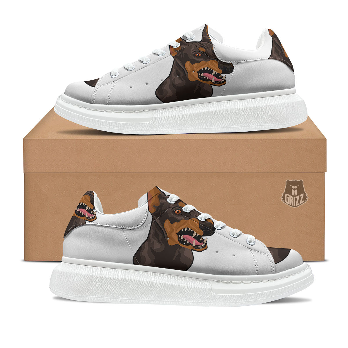 Portrait Dobermann Print Platform Shoes-grizzshop