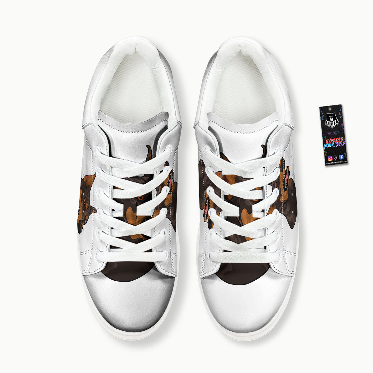 Portrait Dobermann Print Platform Shoes-grizzshop