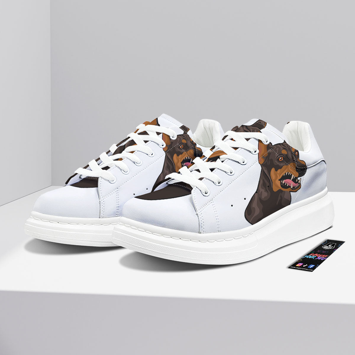 Portrait Dobermann Print Platform Shoes-grizzshop