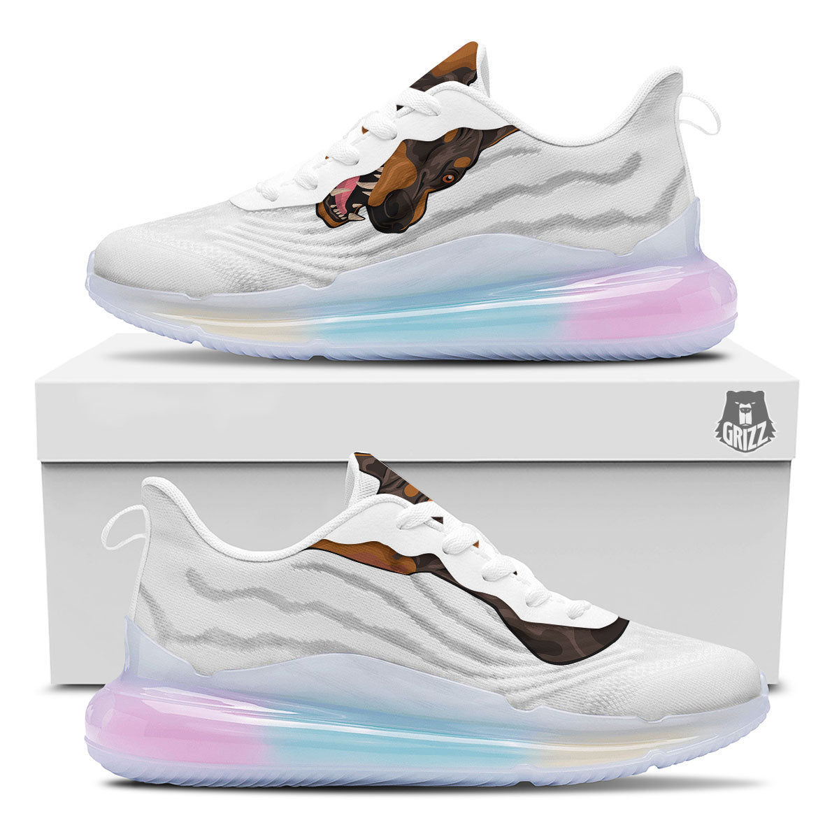 Portrait Dobermann Print Running Sneakers-grizzshop