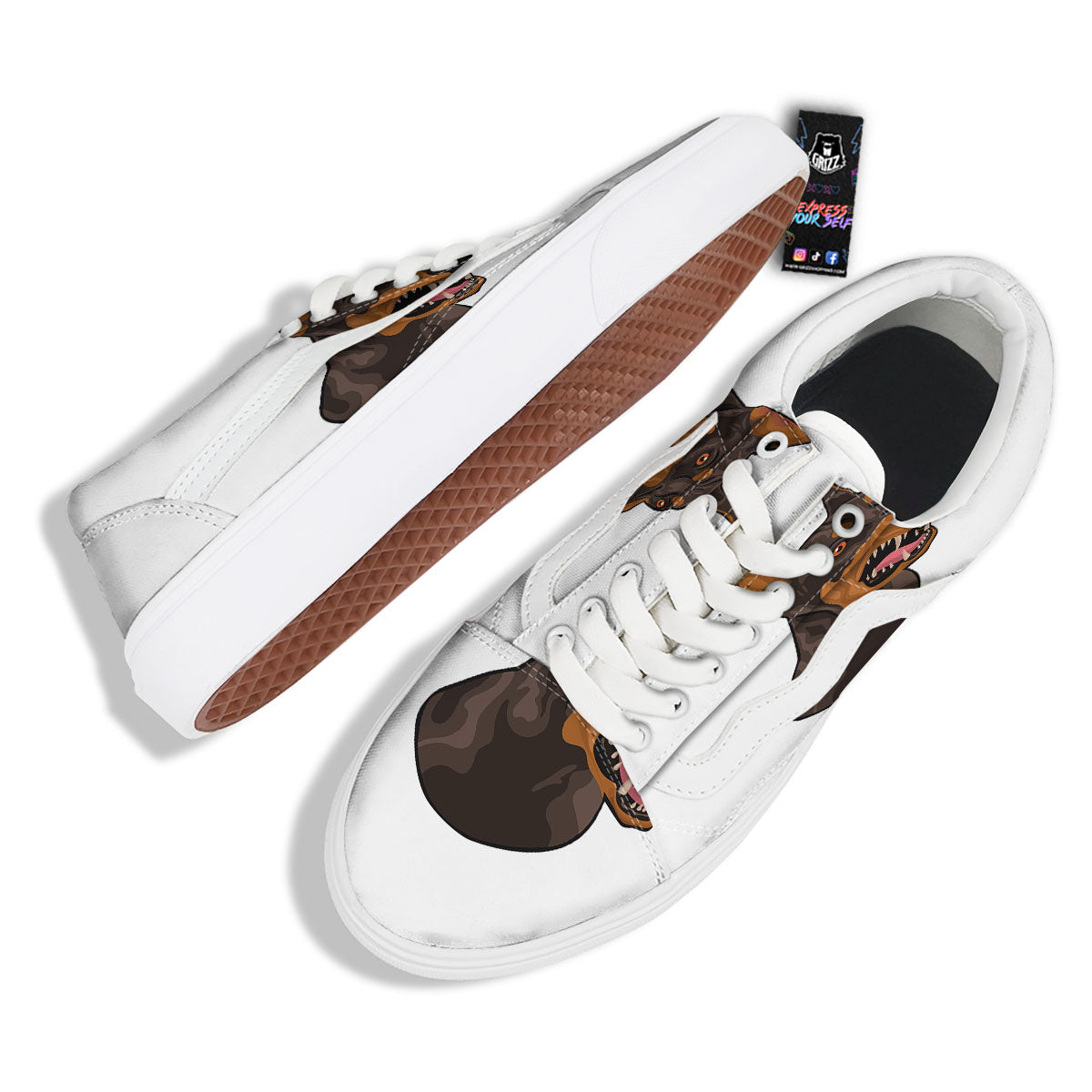 Portrait Dobermann Print Skate Shoes-grizzshop