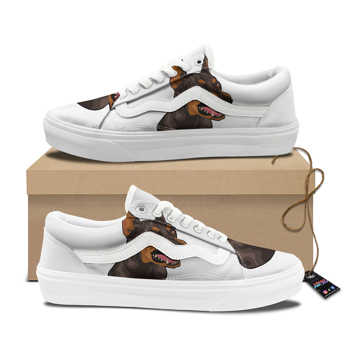 Portrait Dobermann Print Skate Shoes-grizzshop