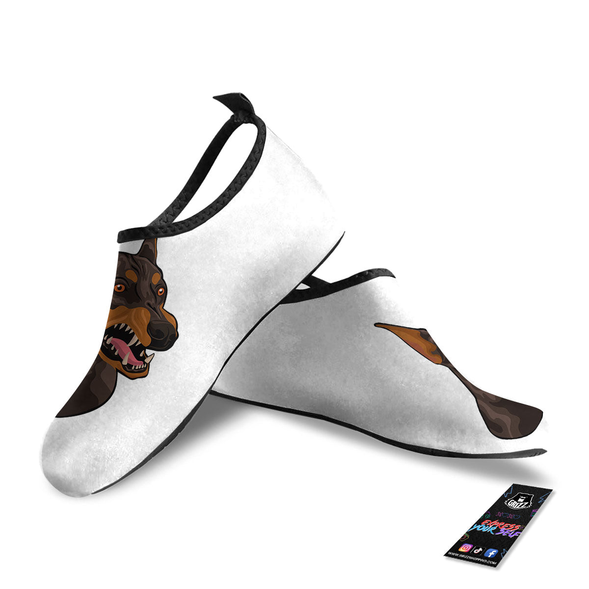 Portrait Dobermann Print Water Shoes-grizzshop