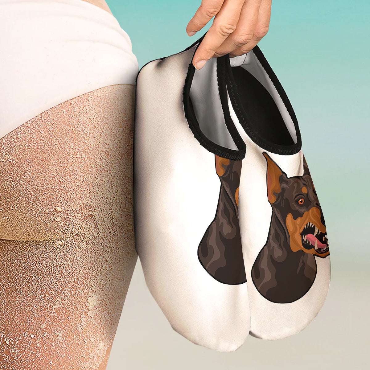 Portrait Dobermann Print Water Shoes-grizzshop