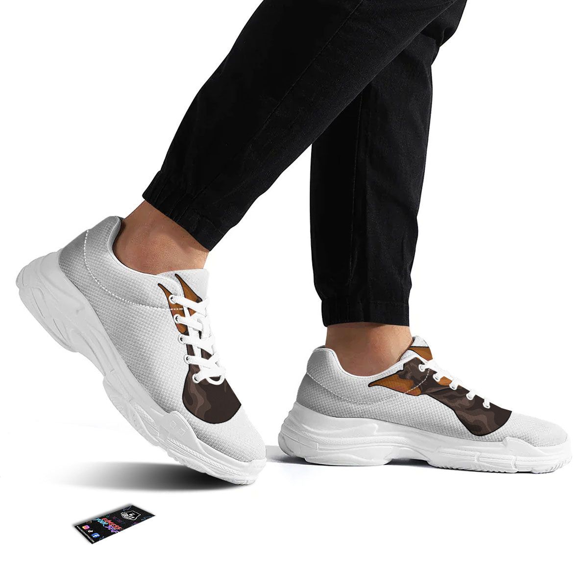 Portrait Dobermann Print White Chunky Shoes-grizzshop