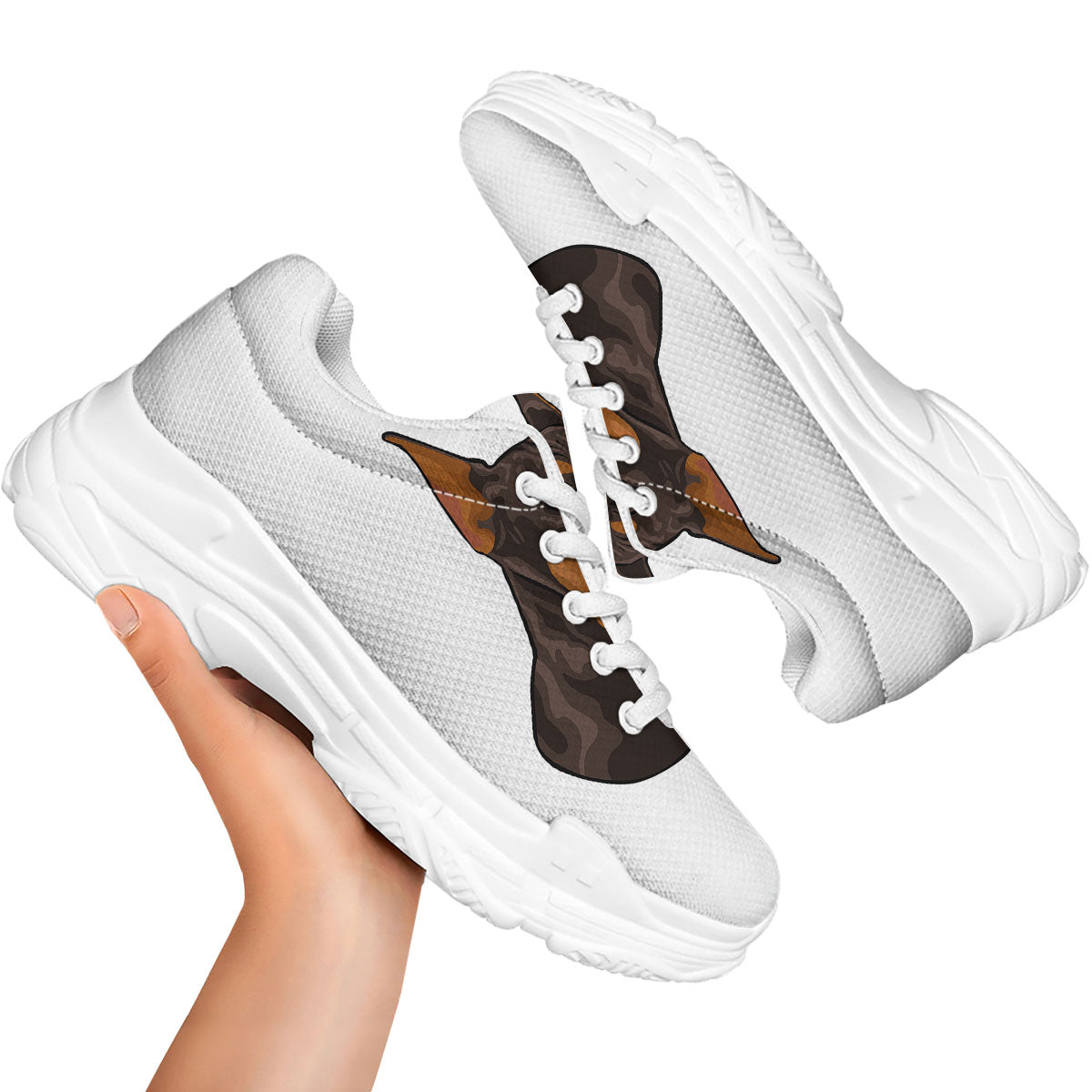 Portrait Dobermann Print White Chunky Shoes-grizzshop