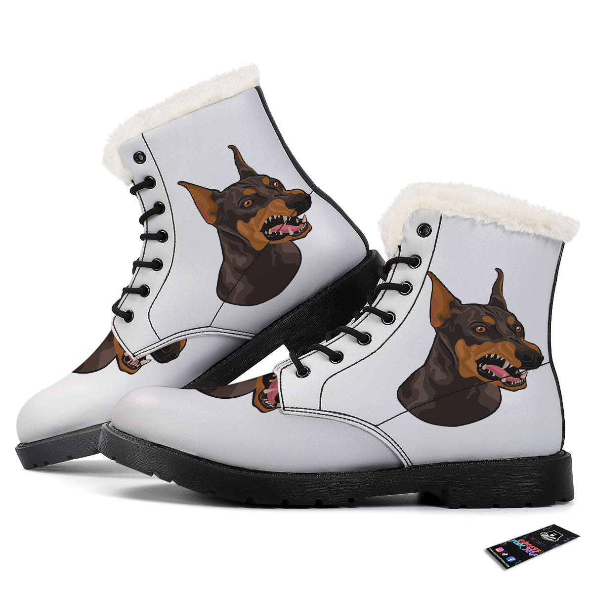 Portrait Dobermann Print Winter Boots-grizzshop