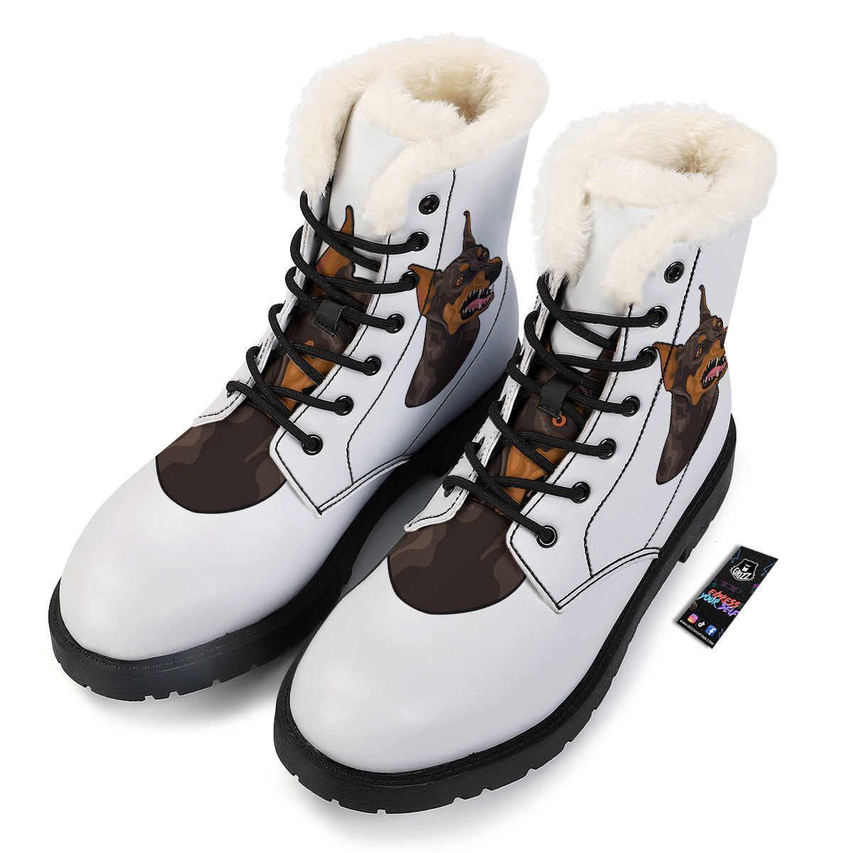 Portrait Dobermann Print Winter Boots-grizzshop