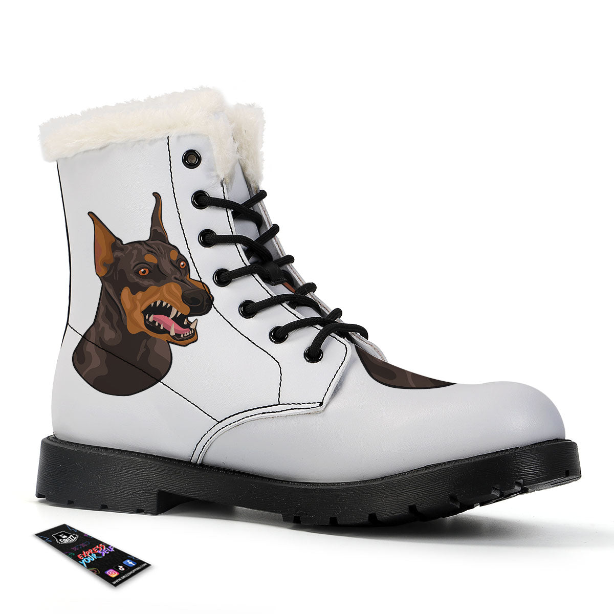Portrait Dobermann Print Winter Boots-grizzshop