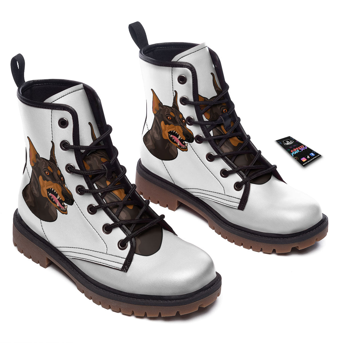 Portrait Dobermann Print Work Boots-grizzshop