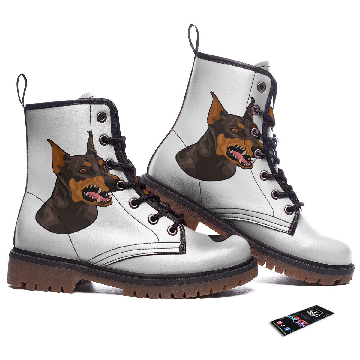 Portrait Dobermann Print Work Boots-grizzshop