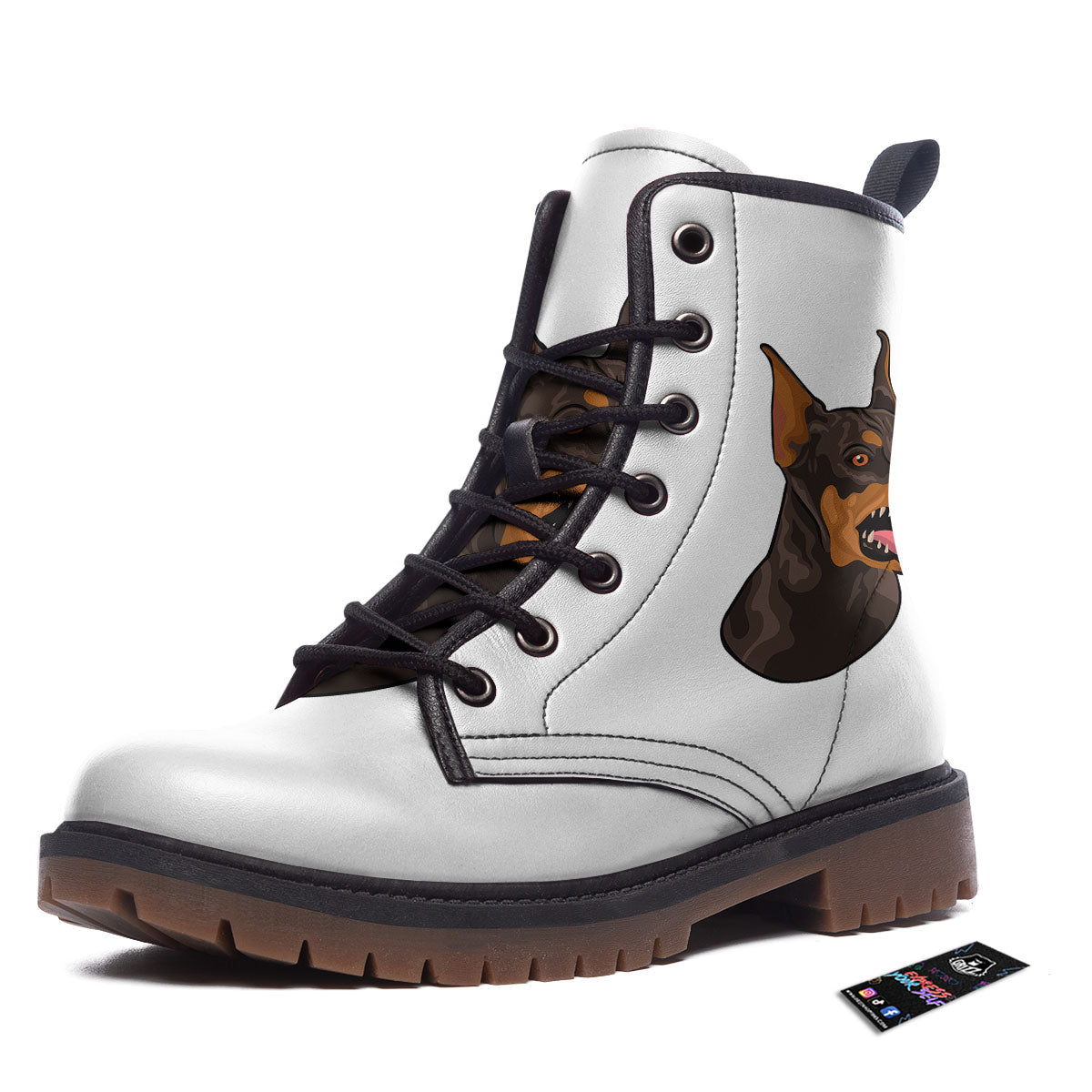 Portrait Dobermann Print Work Boots-grizzshop