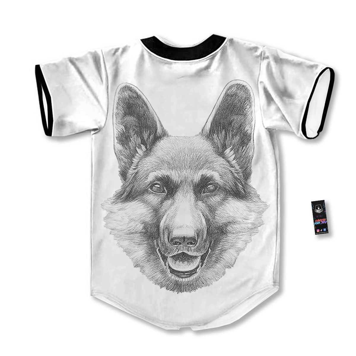 Portrait Dog German Shepherd Print Baseball Jersey-grizzshop
