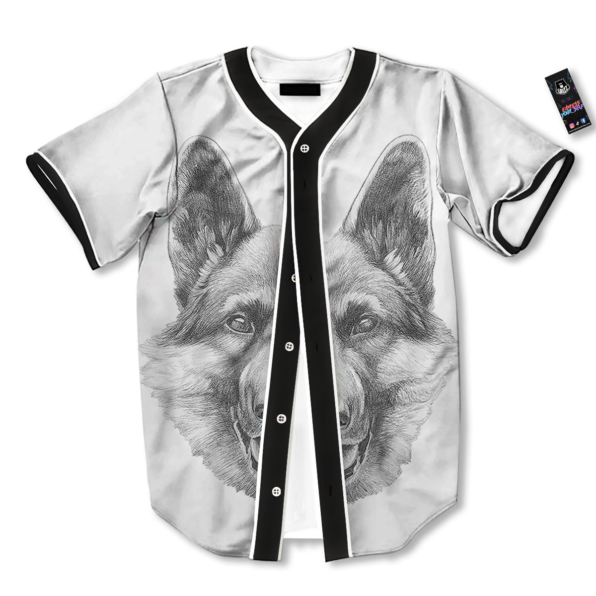 Portrait Dog German Shepherd Print Baseball Jersey-grizzshop