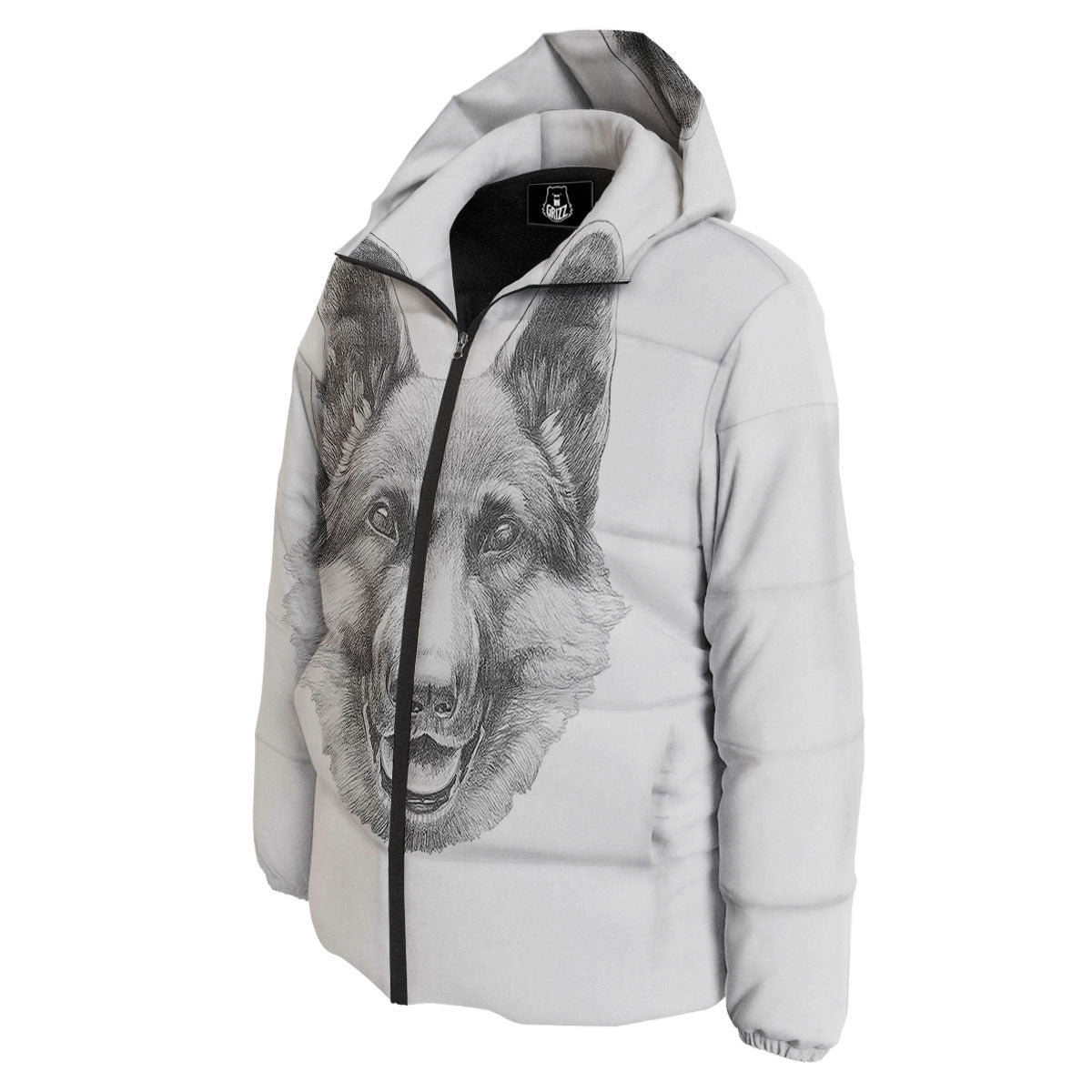 Portrait Dog German Shepherd Print Down Jacket-grizzshop