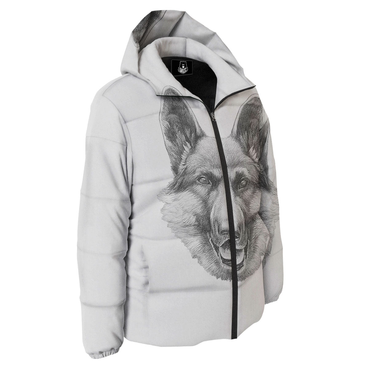 Portrait Dog German Shepherd Print Down Jacket-grizzshop