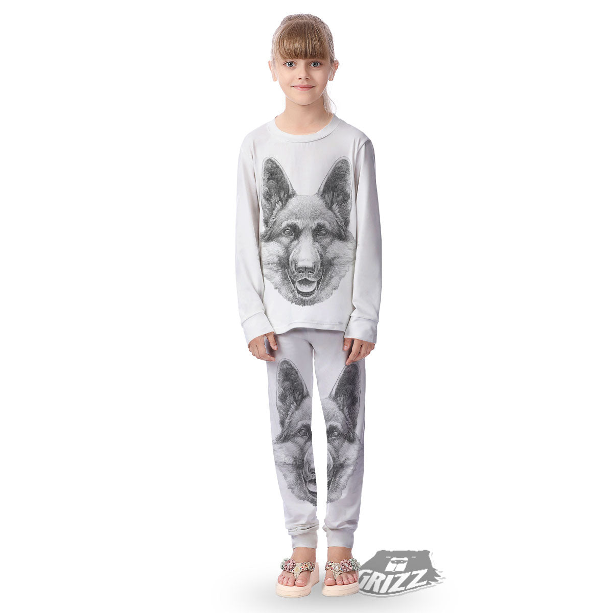 Portrait Dog German Shepherd Print Kid's Pajamas-grizzshop
