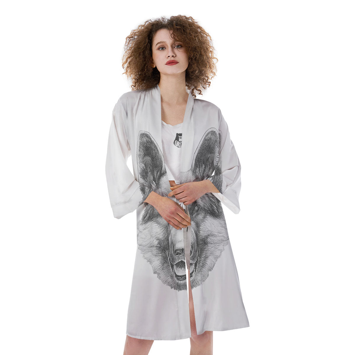 Portrait Dog German Shepherd Print Kimono-grizzshop