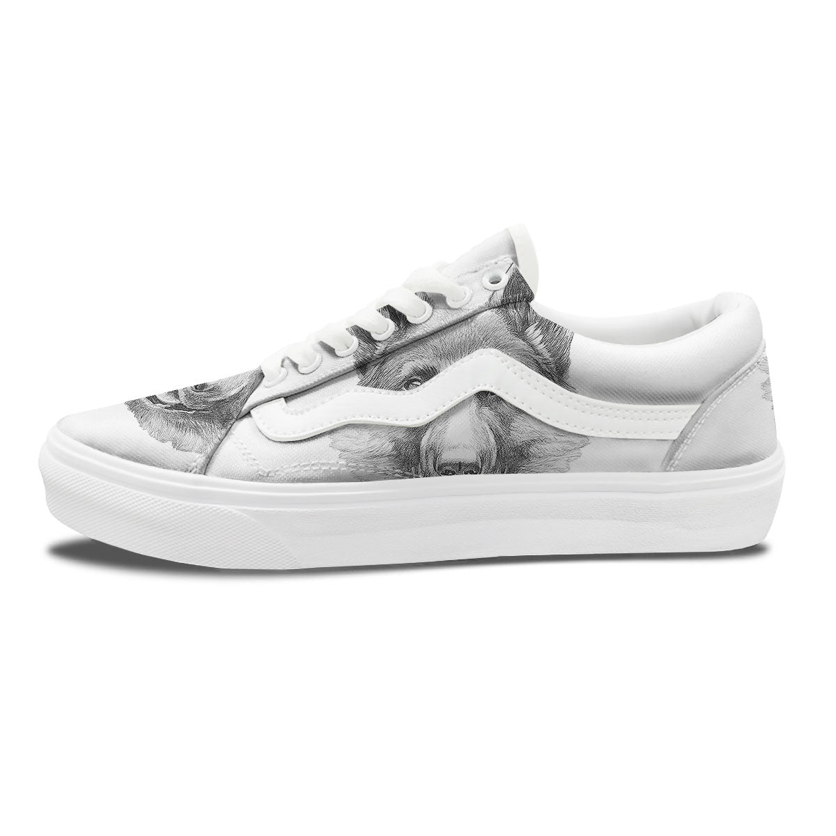 Portrait Dog German Shepherd Print Skate Shoes-grizzshop