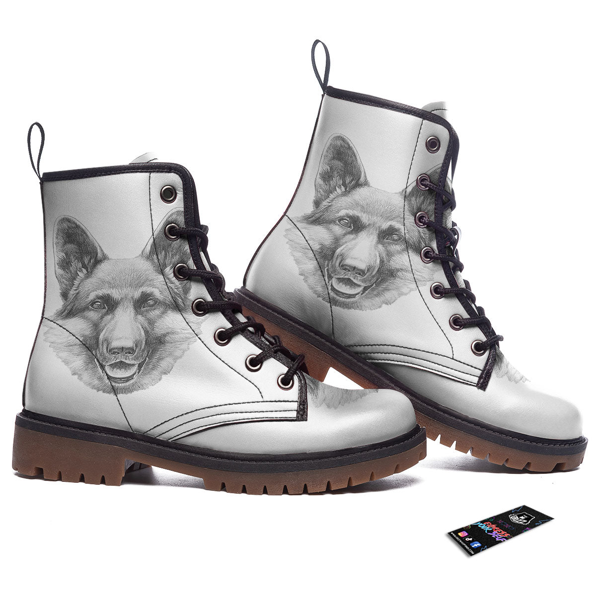 Portrait Dog German Shepherd Print Work Boots-grizzshop