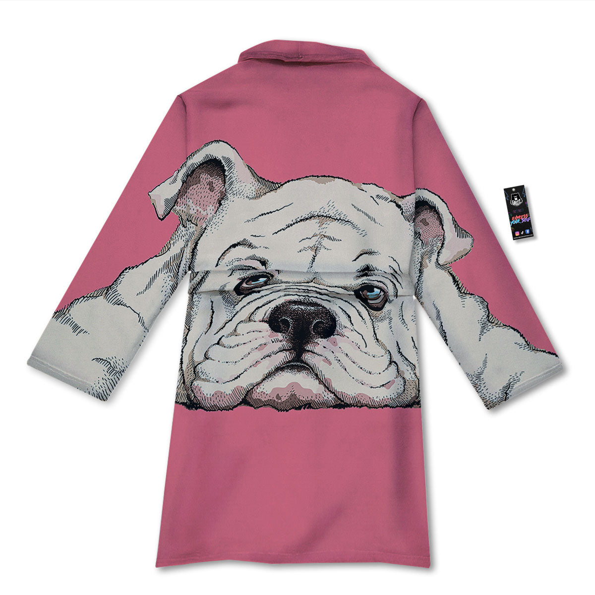 Portrait English Bulldog Print Bathrobe-grizzshop