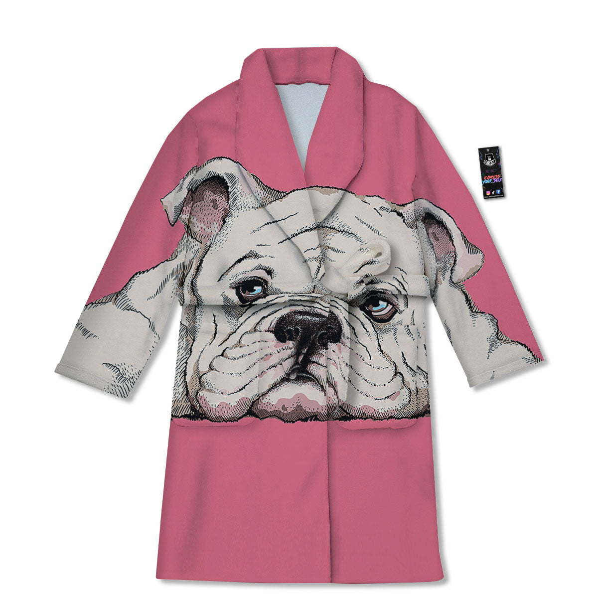 Portrait English Bulldog Print Bathrobe-grizzshop