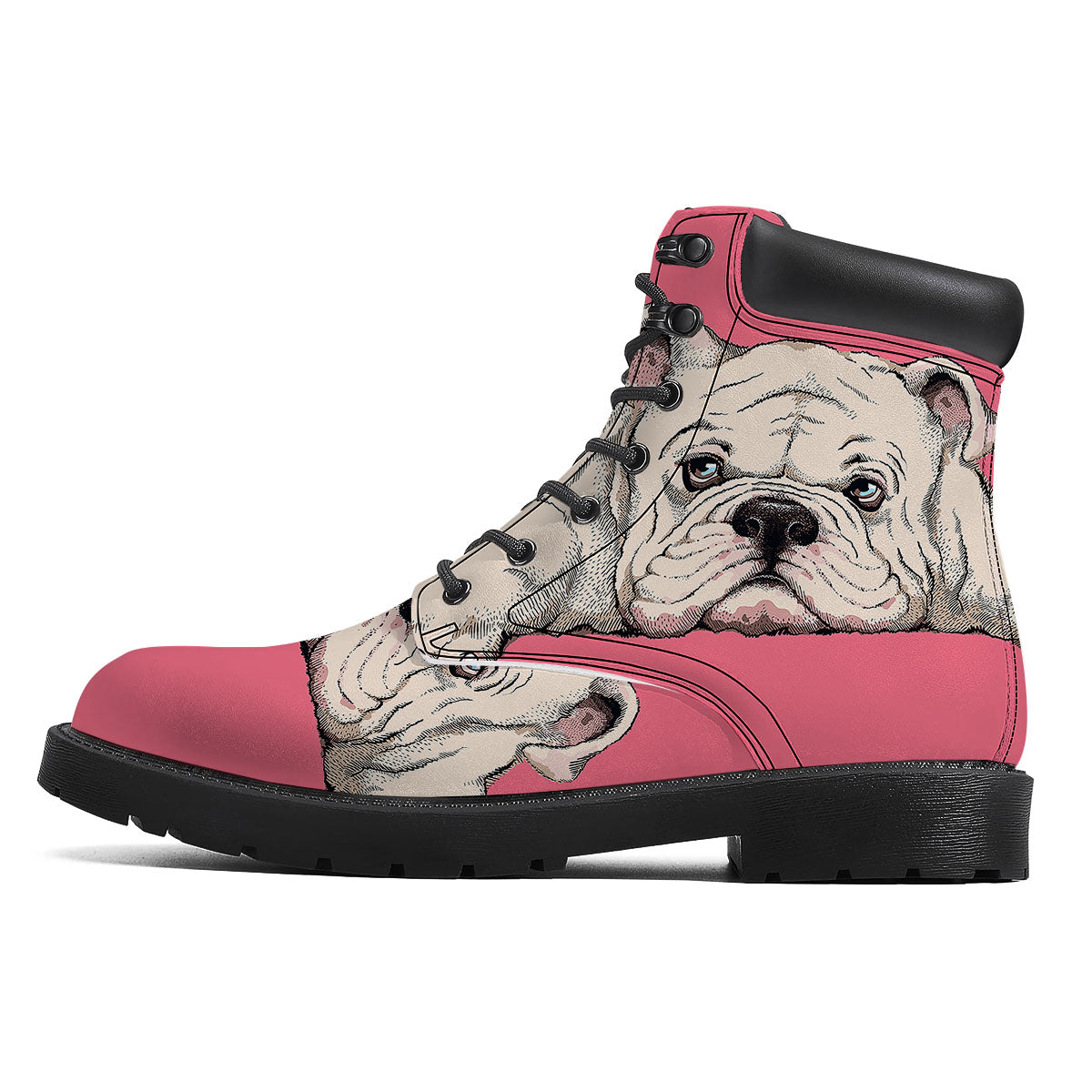 Portrait English Bulldog Print Boots-grizzshop