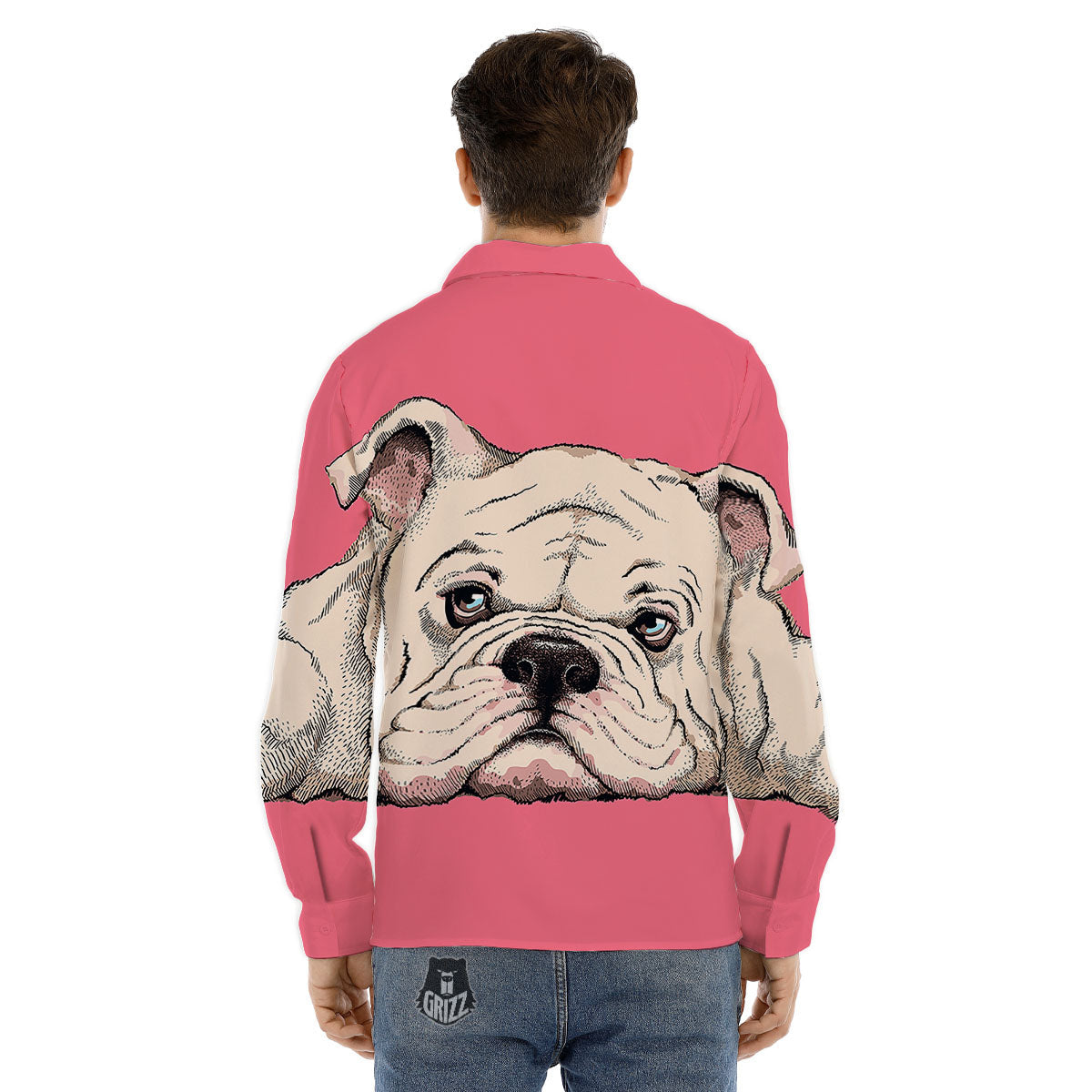 Portrait English Bulldog Print Men's Dress Shirts-grizzshop